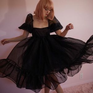 SELKIE the caviar polka dot french puff dress